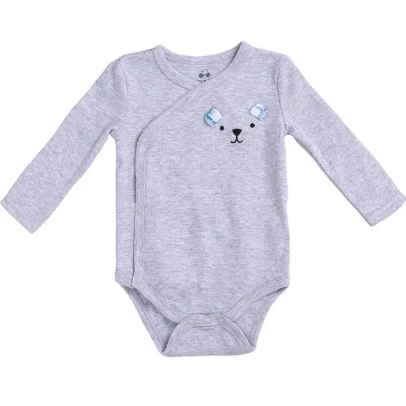 Asher and Olivia - Baby Boy's 3-Pack Long-Sleeve Kimono Bodysuit Set Onesie’s - Picture 2 of 16